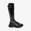 ALEXANDER MCQUEEN 亚历山大麦昆 女士皮革异形鞋底系带长靴高筒靴 黑色 595466 WHZ81 1081 商品缩略图0