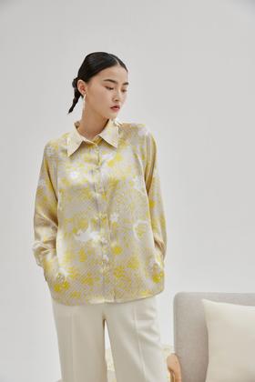 真丝插肩袖双面印花衬衫 SJS94W120W