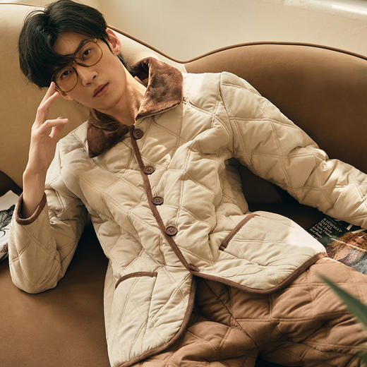 都市丽人都市锋尚生活家居男士睡衣梭织夹棉家居服FH21J9 商品图3