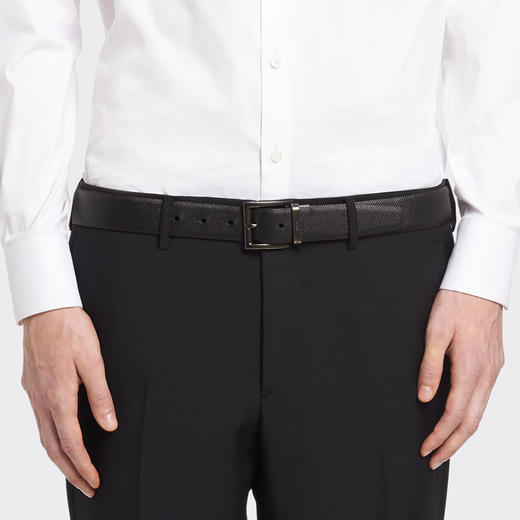【三】PRADA 普拉达 男士 Saffiano 皮革雕刻普拉达标志双面腰带 黑色 2CC004 053 F00XF 商品图2