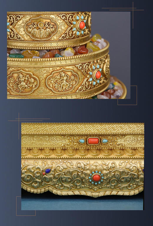 曼扎盘曼茶罗慧宝纯铜37堆供修西藏佛堂摆件八吉祥曼达盘托盘全套 商品图1