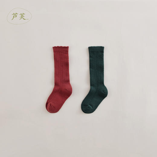 【马克珍妮 芦芙】春装 女童莫兰迪色纯棉花边袜子221813 商品图2