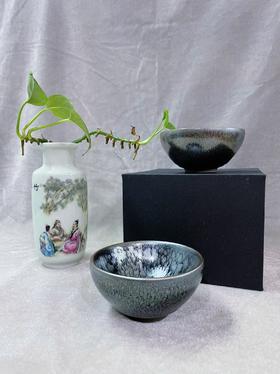 建盏茶具茶杯纯手工主人杯百花敛口盏75ml