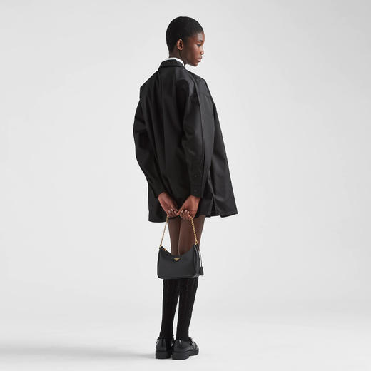 【二】PRADA 普拉达 女士 2005年再版 Saffiano 皮革珐琅金属三角形徽标三合一子母单肩包 黑色 1BH204 NZV F0632 V2M 商品图3