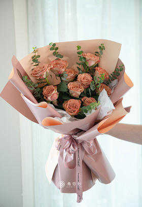 【一见钟情】卡布奇诺色系玫瑰花束    多款式可选
