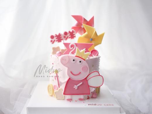 女孩款 小猪佩奇 粉色 周岁 卡爱 手工糖牌 翻糖蛋糕 商品图0