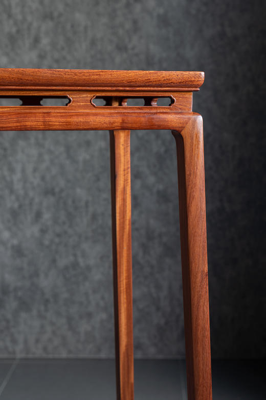 红桥红  家具严选  缅甸花梨（大果紫檀）【石面 98 明式托泥束腰 花架】 商品图4