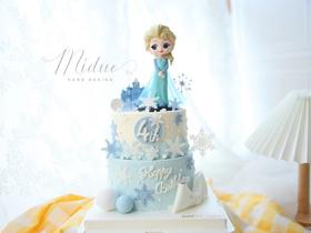 女孩款 冰雪奇缘主题 艾莎公主 周岁双层蛋糕