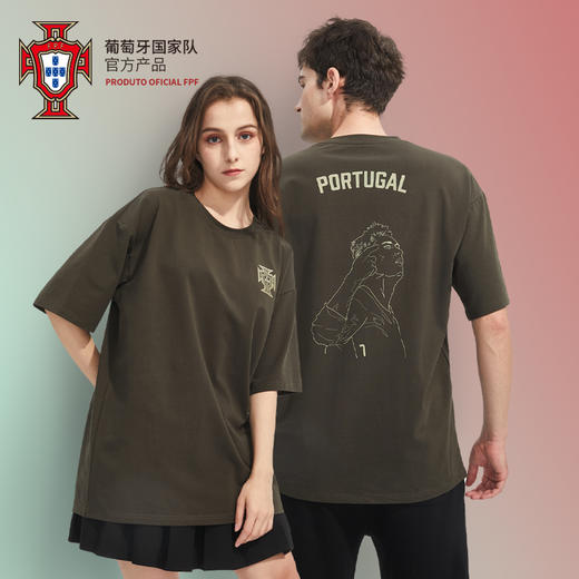 葡萄牙国家队官方商品丨绿色运动休闲罗球迷潮牌宽松短袖T恤C 商品图0