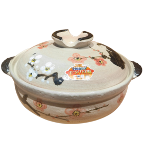【样品特惠8折，仅1件，无货退款】日本万古烧手绘梅花土锅煲仔饭煲汤锅家用砂锅汤锅2.3L/3.4L