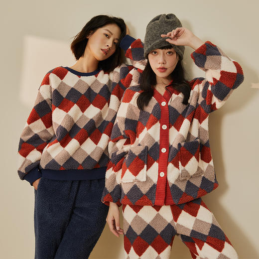 都市丽人舒适外出女士睡衣高端臻品米粒绒家居服新年本命年红品LH21L4 商品图1