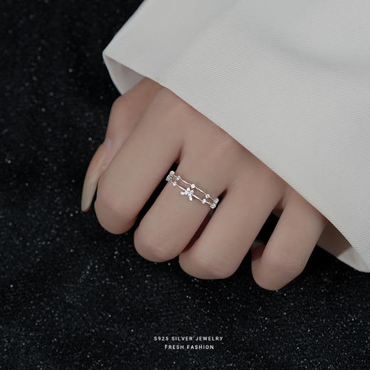 【喃语】S925银双层闪钻蝴蝶冷淡风开口戒指【YXS-K1184】 商品图1