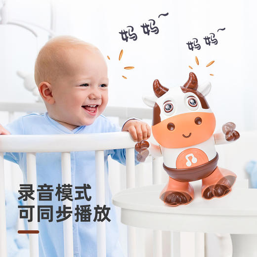网红同款电动跳舞萌牛唱歌音乐灯光跳舞机器人 儿童玩具-W仓 商品图1