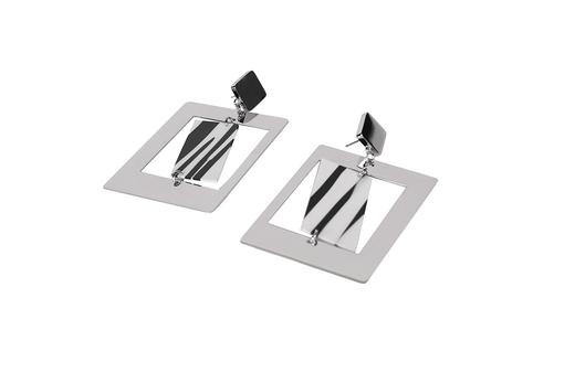 斑马纹几何撞色耳环 商品图1