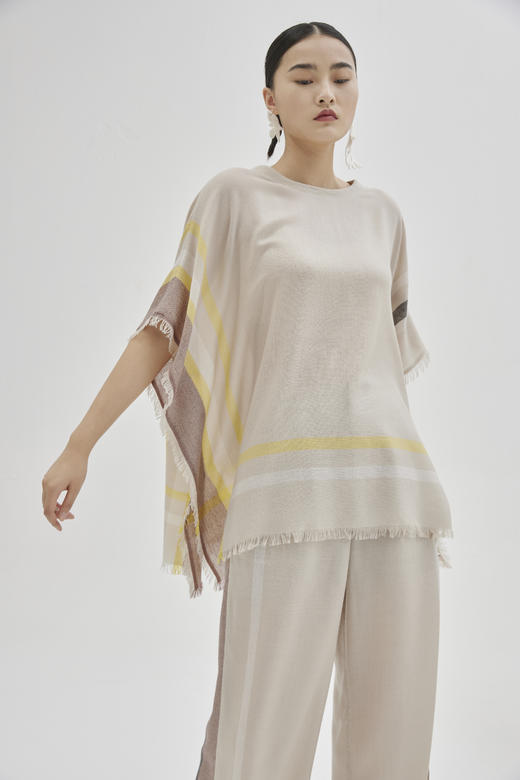 圆领撞色斗篷上衣  SJS94W073W 商品图1