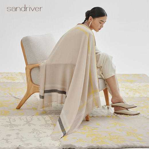 边框撞色羊绒披肩 SJF93P707B 商品图0