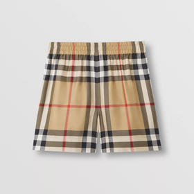 BURBERRY 巴宝莉 女士格纹丝质休闲短裤 典藏米色格子 8052748 A7028