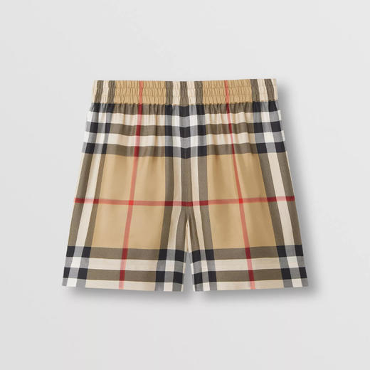 BURBERRY 巴宝莉 女士格纹丝质休闲短裤 典藏米色格子 8052748 A7028 商品图0