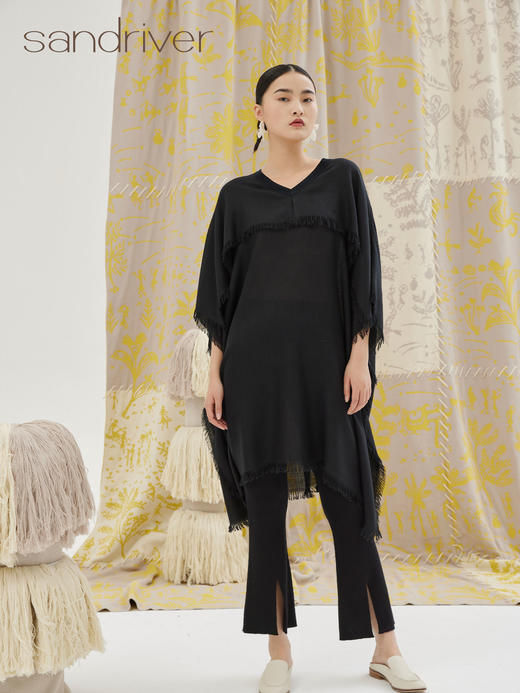 V领羊绒斗篷上衣 SJS94W051W 商品图0