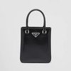 PRADA 普拉达 女士小号拉绒皮革珐琅金属三角形徽标手提包 黑色 1BA331 ZO6 F0002 OOO 商品缩略图0
