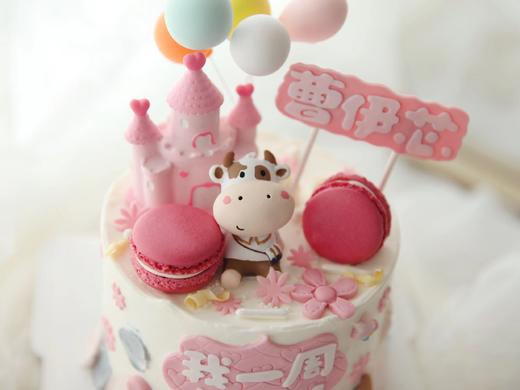 女孩款 可爱牛牛女宝宝 马卡龙 周岁 生肖蛋糕 商品图1
