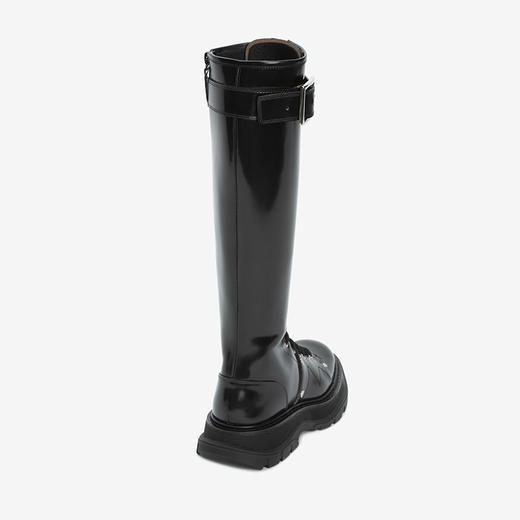 ALEXANDER MCQUEEN 亚历山大麦昆 女士皮革异形鞋底系带长靴高筒靴 黑色 595466 WHZ81 1081 商品图2