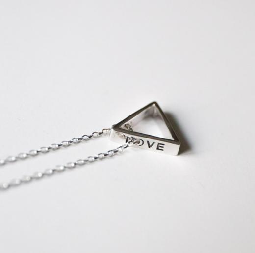 项链 I 原创设计 信.望.爱.纯银 三面立体 三角吊坠 几何项链 简约百搭素银 商品图1