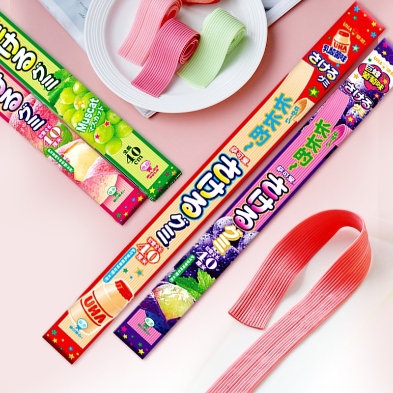 日本进口  萨可爱长款软糖32.9g葡萄味桃子味乳酸菌味零食