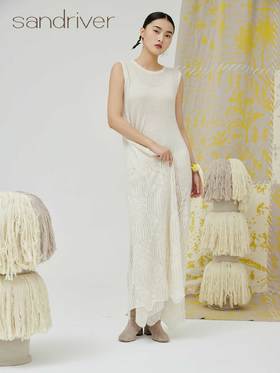 镂空针织长款背心裙  SJF93W272N