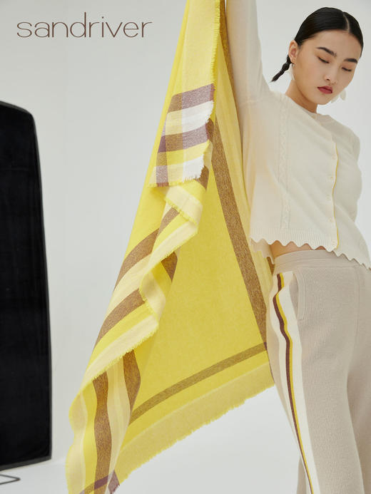 边框撞色羊绒披肩 SJF93P727B 商品图5