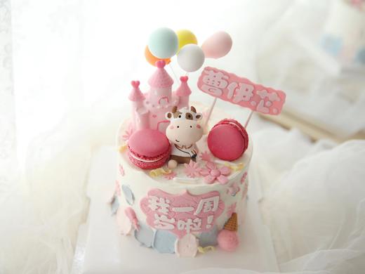 女孩款 可爱牛牛女宝宝 马卡龙 周岁 生肖蛋糕 商品图2
