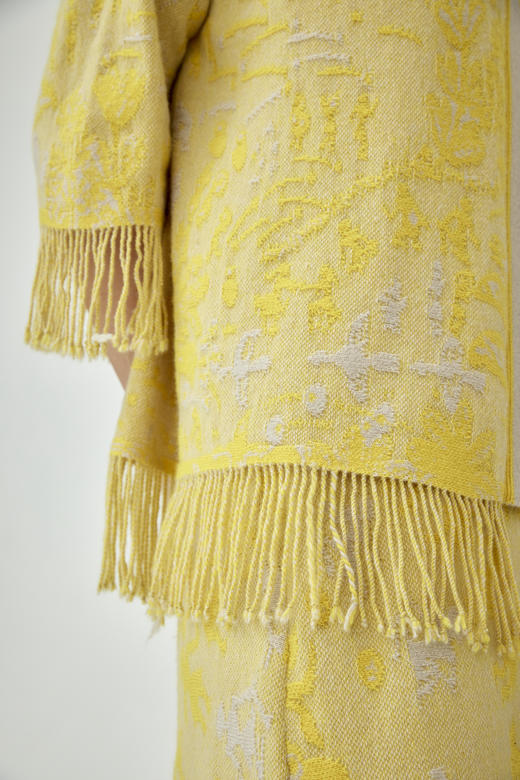 SJF93W256N V领手工流苏提花羊绒开衫 商品图3