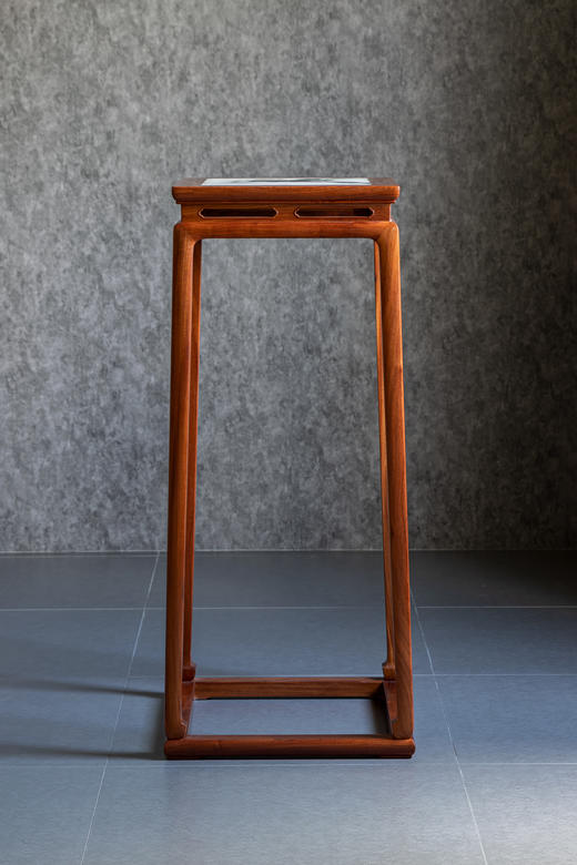 红桥红  家具严选  缅甸花梨（大果紫檀）【石面 98 明式托泥束腰 花架】 商品图0