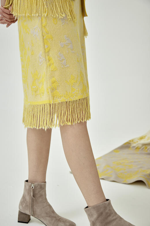 手工流苏提花羊绒半裙  SJF93W258N 商品图1