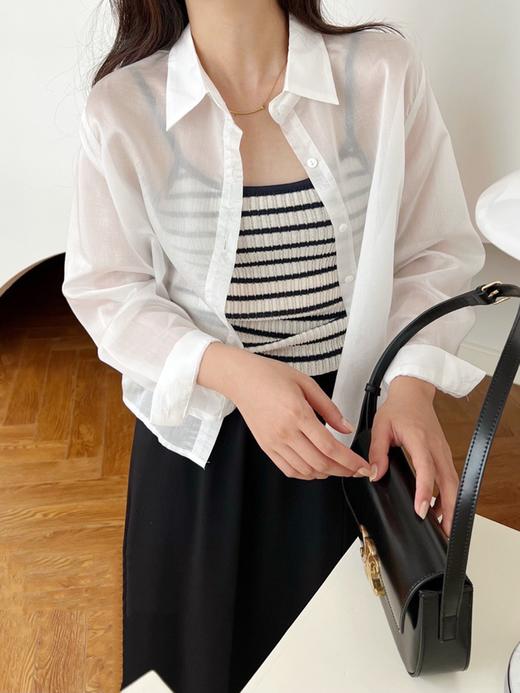 （清仓现货）【社群供T】7966条纹针织吊带背心+宽松长袖系带防晒寸衫两件套2 商品图5