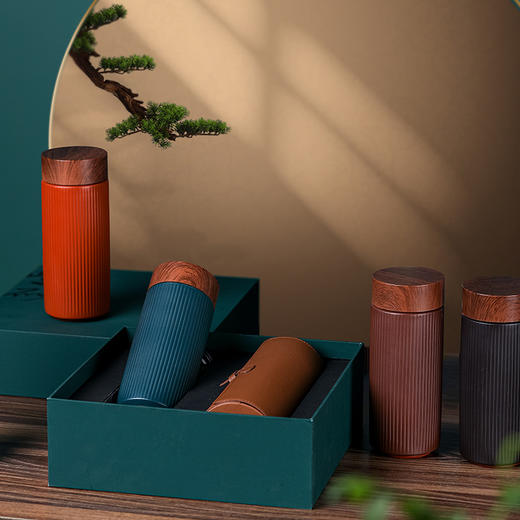 文心紫砂双层随身杯套装耐高温中式功夫茶随身保温杯 商品图1