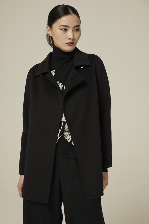 女装侧开叉羊绒呢大衣 SJF93W850N 商品图0