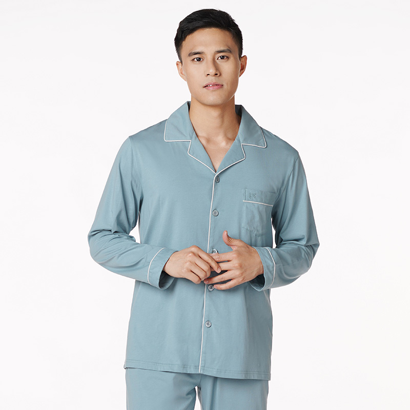 都市丽人都市锋尚好睡好眠男士正价棉质长袖套装无尘棉单面薄家居服长袖睡衣FH21G3