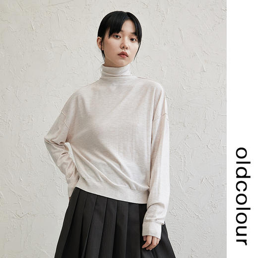 oldcolour宽松高领多色针织衫开衫2022秋新款时尚气质百搭上衣女 商品图2