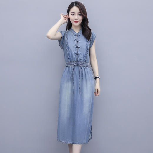 气质修身，新款款裙子夏季盘扣牛仔连衣裙HR-HLGUO831 商品图3