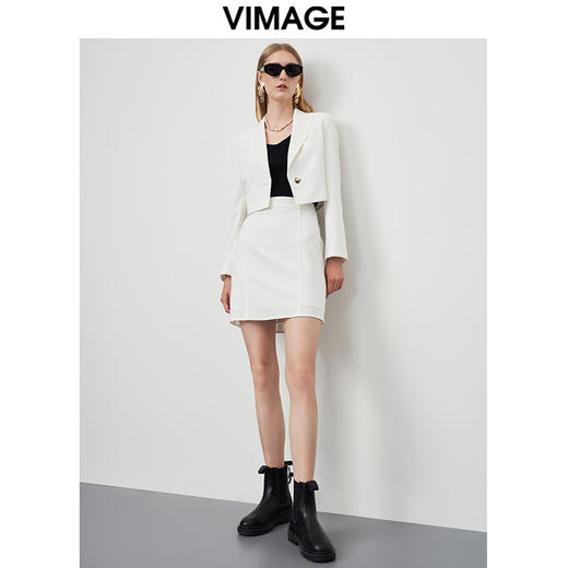 VIMAGE/纬漫纪秋季新款时尚西装翻领显瘦一粒扣短外套女VC2203002外套 商品图1