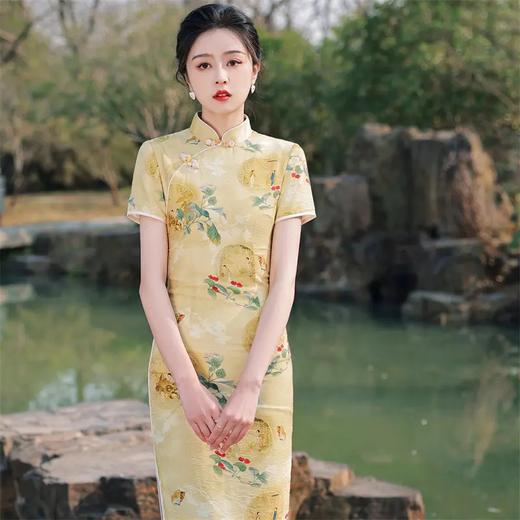 HX-249新款老上海复古改良少女双层天丝棉旗袍 商品图0