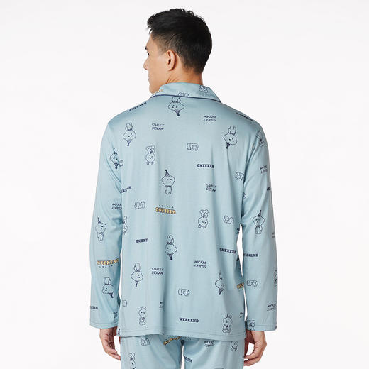 都市丽人都市锋尚生活家居男士特价棉质长袖套装26支CVC单面薄家居服长袖睡衣FH21G1 商品图2