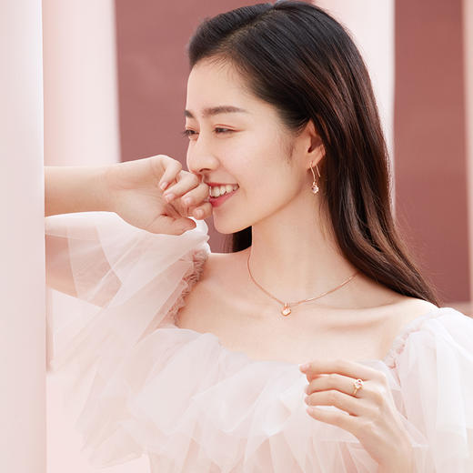 ［结·锁系列］18K玫瑰金镶钻芙蓉石项坠 商品图1