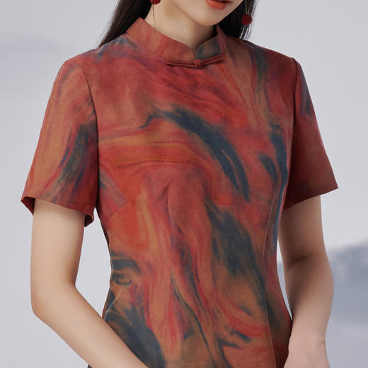 TANGY Collection/天意精品2022年秋冬新品时色系列茛绸桑蚕丝旗袍连衣裙 商品图3