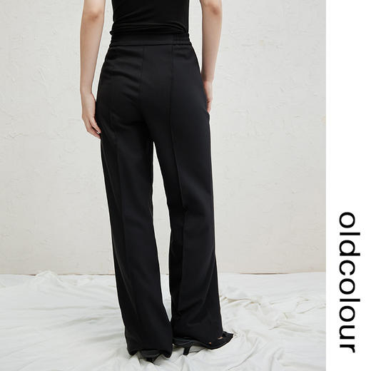 oldcolour黑色高腰休闲裤2022秋新款拖地垂感设计感气质阔腿裤女 商品图1