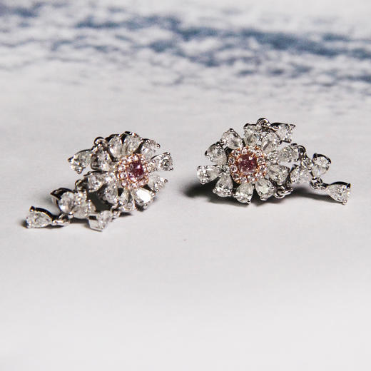 天然粉钻耳坠 商品图0