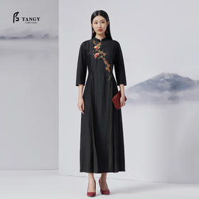 TANGY Collection/天意精品2022年春夏新品长款收腰莨绸连衣裙