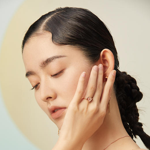 ［结·锁系列］18K玫瑰金芙蓉石戒指 商品图2