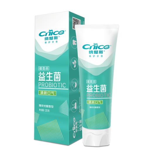 在售BZ 120g纳爱斯臻护益生菌牙膏(薄荷觉醒)（2支起售） 商品图0